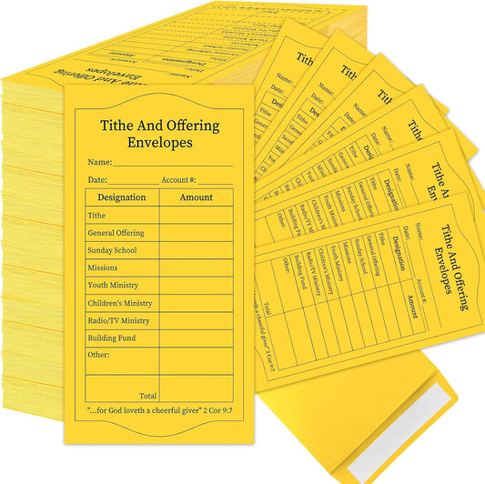 500Pcs Tithes and Offering Envelopes for Church Offering Tithe Envelopes for Church Supplies Donation Church Offering Envelopes 6.5X3.5 Inch Church Envelopes for Tithe and Offering(Yellow)