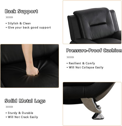 Leather Couches for Living Room, Living Room Couch Set, Sofa for Bedroom, Apartment, Living Room Furniture Sets (B-Leather Black, Sofa+Loveseat)