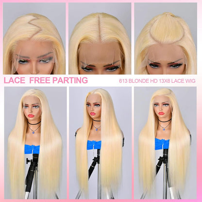 34 Inch Blonde Wig Human Hair 613 Lace Front Wig Human Hair