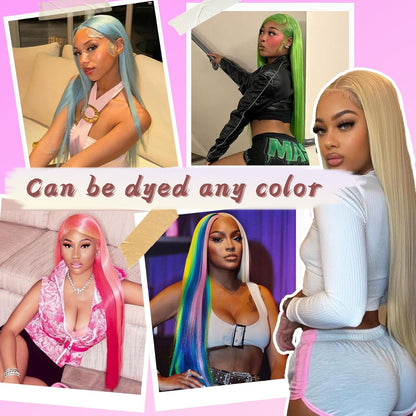 34 Inch Blonde Wig Human Hair 613 Lace Front Wig Human Hair