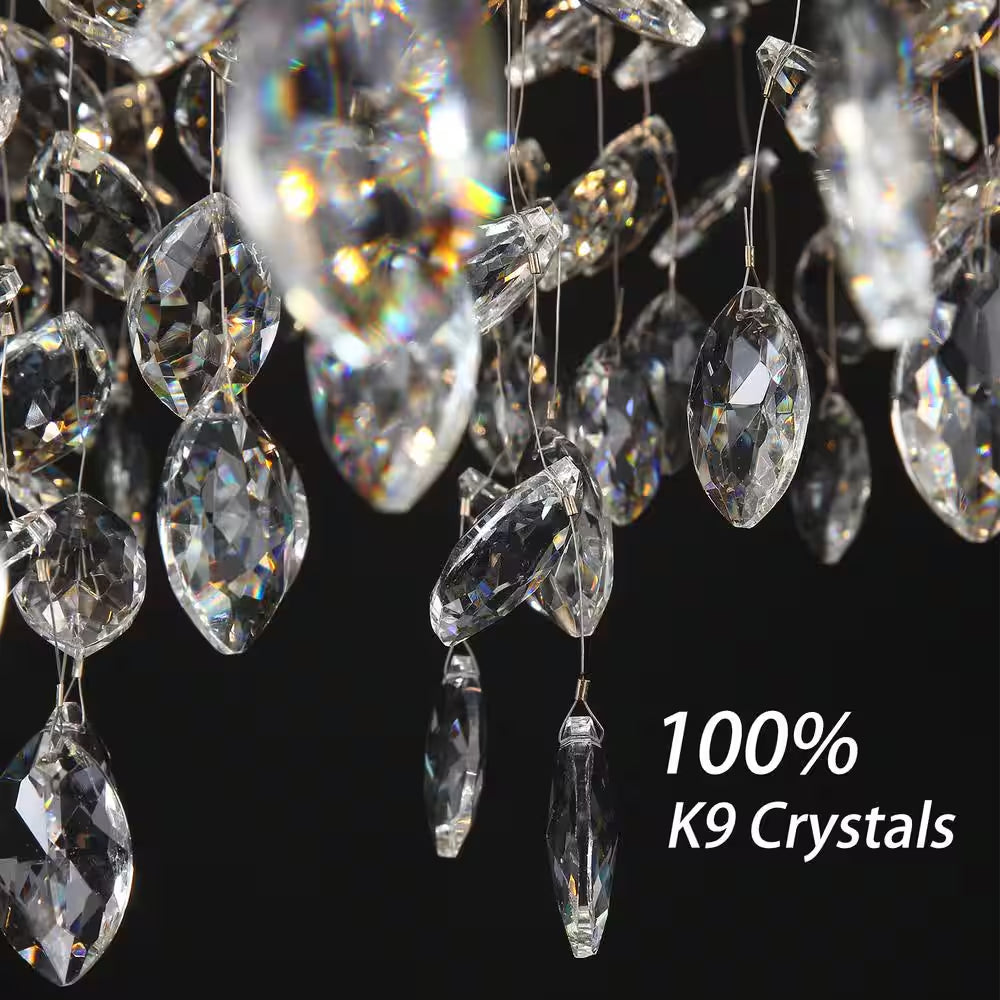Modern Chandelier 118 In. 28-Light Crystal Gold Chandelier for Foyer, Living Room, Multiple Tiers Chandelier