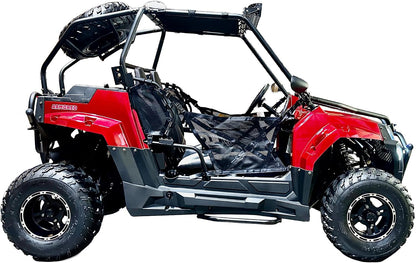 Armored UTV SSR 170RS Utility Vehicle, 2-Seater, 200Cc Automatic + Reverse with Cargo Bed LED Headlights Spare Wheel, DF200GKV Work Truck Backyard Use on the Farm (Red)