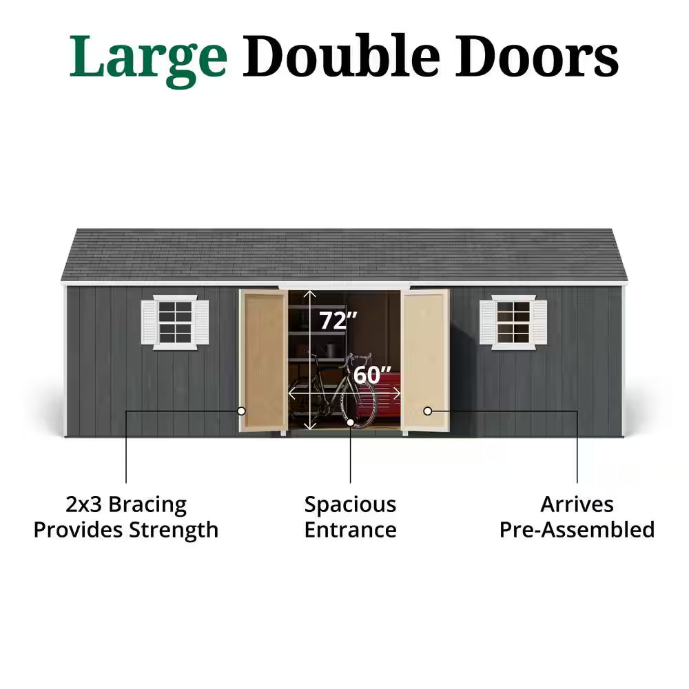 Value Workshop 12 Ft. X 24 Ft. Outdoor Wood Storage Shed Precut Kit with Operable Windows and Floor (288 Sq. Ft.)