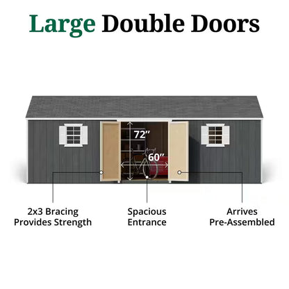 Value Workshop 12 Ft. X 24 Ft. Outdoor Wood Storage Shed Precut Kit with Operable Windows and Floor (288 Sq. Ft.)