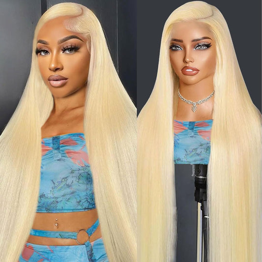 34 Inch Blonde Wig Human Hair 613 Lace Front Wig Human Hair
