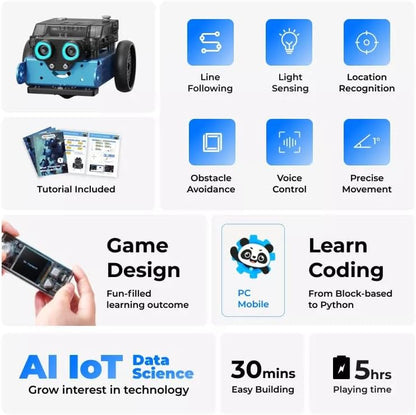 Mbot2 Coding Robot for Kids, Code Learning Support Scratch & Python Programming, Robotics Kit for Kids Ages 8-14 and Up, Building STEM Robot Toys Gifts for Boys Girls