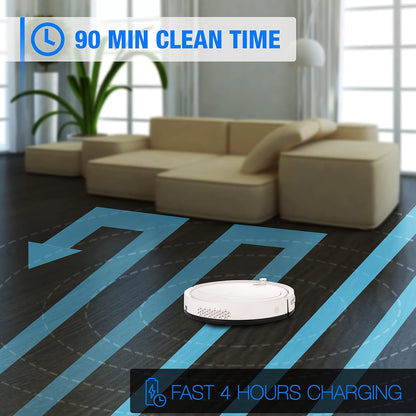 Robot Vacuum Cleaner with Remote Control, Smart Robotic Machine Automatic Floor Cleaning Robo Vac with Dry Mop for Clean Home Carpet Hard Wood Tile Pet Hair