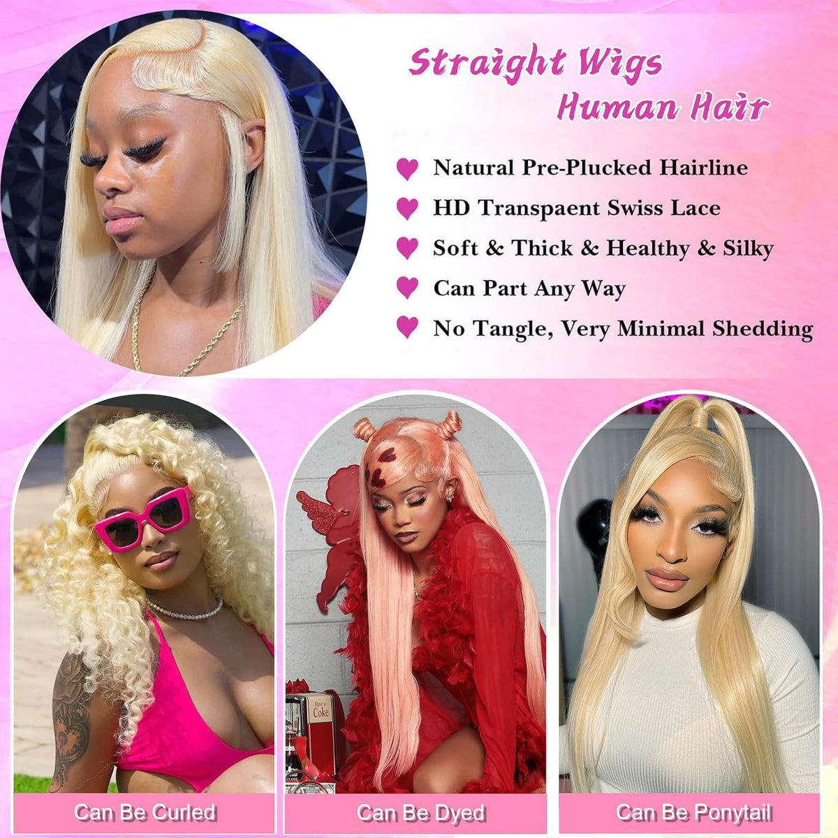 34 Inch Blonde Wig Human Hair 613 Lace Front Wig Human Hair