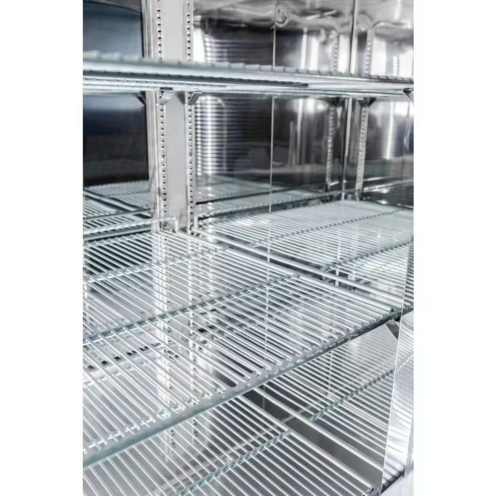 81 In. W 72 Cu. Ft. Three Door Commercial Reach in Upright Refrigerator in Stainless Steel