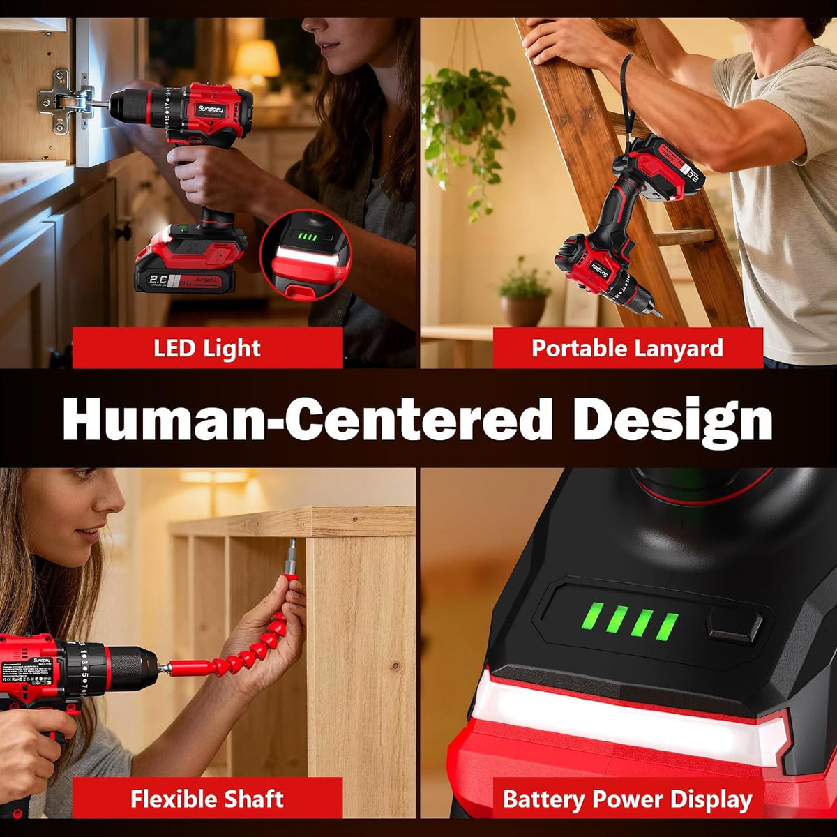620In-Lbs Brushless Cordless Drill Set, Electric Power Drill Set