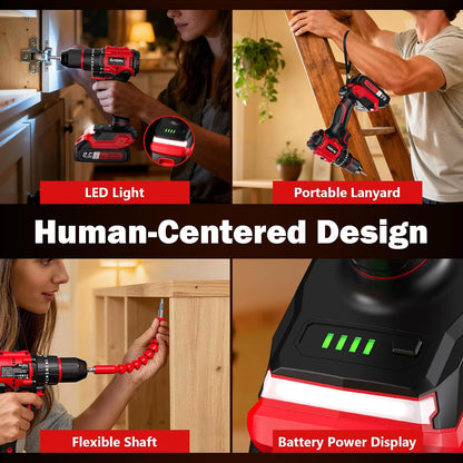 620In-Lbs Brushless Cordless Drill Set, Electric Power Drill Set