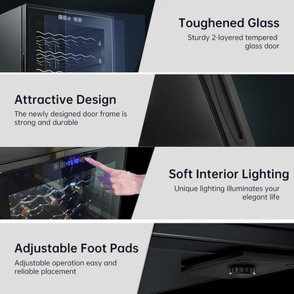 52 Bottle Wine Cooler Refrigerator - Intelligent Digital Control Wine Fridge, Low Noise Operation, Freestanding Wine Refrigerator for Kitchen and Home