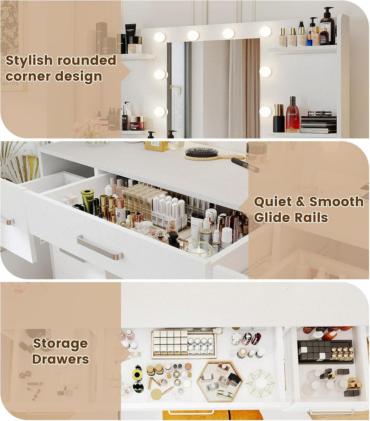 Makeup Vanity Desk (Bright White)