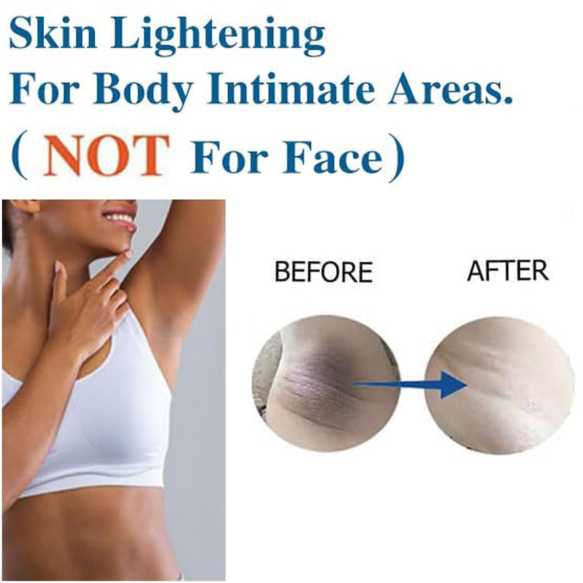 Skin Whitening Cream Bleaching Cream for Body Intimate Area, Private Parts, Underarm, Knees, Elbows, Inner Thigh, Bikini Areas, Bikini Line, Skin Lightening Dark Spot Remover for Intimate Areas 60ML